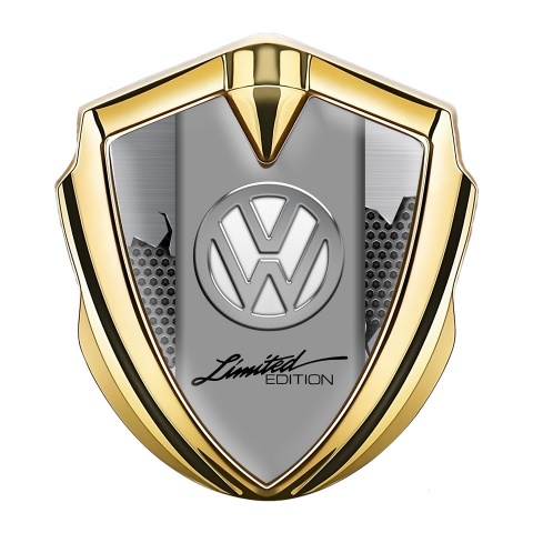 VW Metal Domed Emblem Gold Broken Steel Chrome Limited Edition