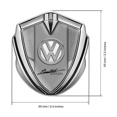 VW Badge Self Adhesive Silver Stone Texture Chrome Limited Edition
