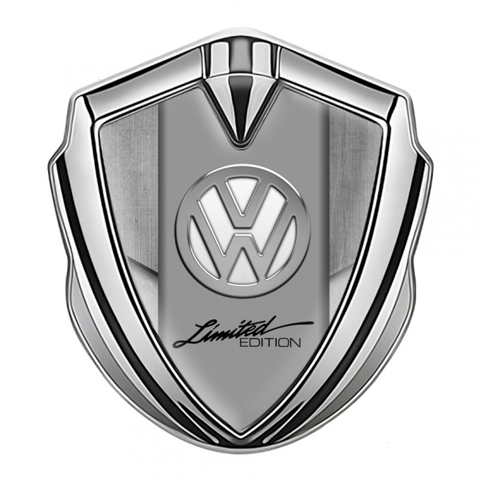 VW Badge Self Adhesive Silver Stone Texture Chrome Limited Edition