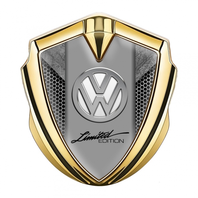 VW Badge Self Adhesive Gold Grey Hex Chrome Limited Edition