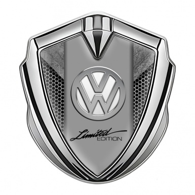 VW Badge Self Adhesive Silver Grey Hex Chrome Limited Edition