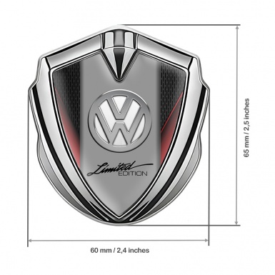 VW Metal Emblem Self Adhesive Silver Dark Grate Chrome Limited Edition