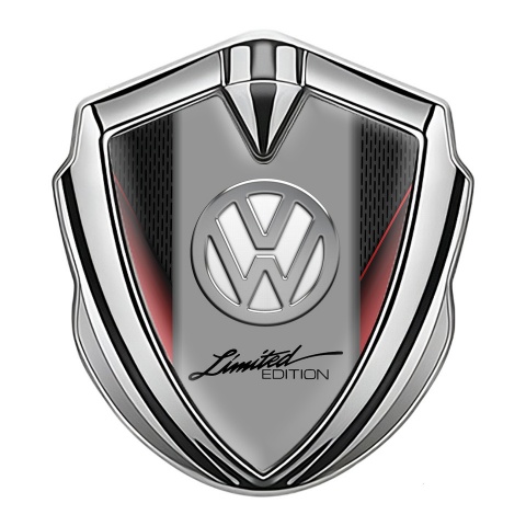VW Metal Emblem Self Adhesive Silver Dark Grate Chrome Limited Edition