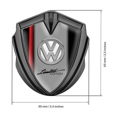 VW Fender Emblem Badge Graphite Red Sport Stripe Chrome Limited Edition