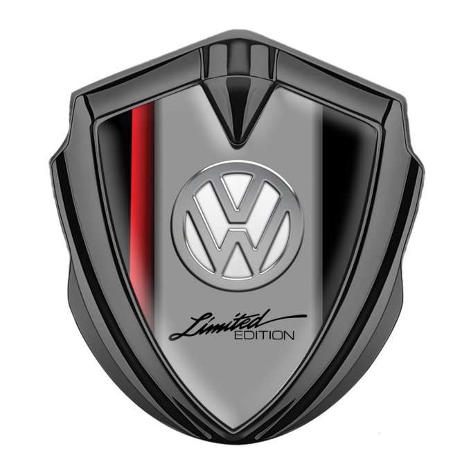 VW Fender Emblem Badge Graphite Red Sport Stripe Chrome Limited Edition