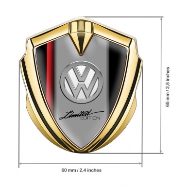 VW Fender Emblem Badge Gold Red Sport Stripe Chrome Limited Edition