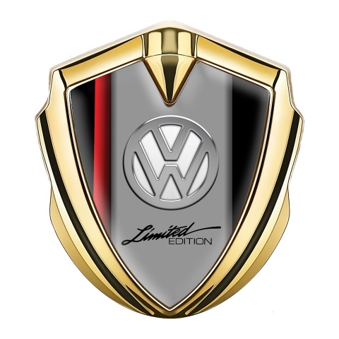 VW Fender Emblem Badge Gold Red Sport Stripe Chrome Limited Edition