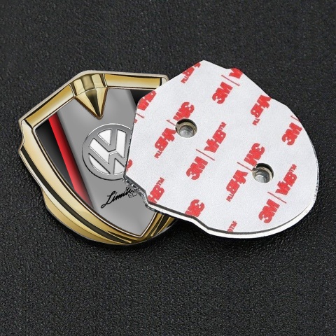 VW Fender Emblem Badge Gold Red Sport Stripe Chrome Limited Edition