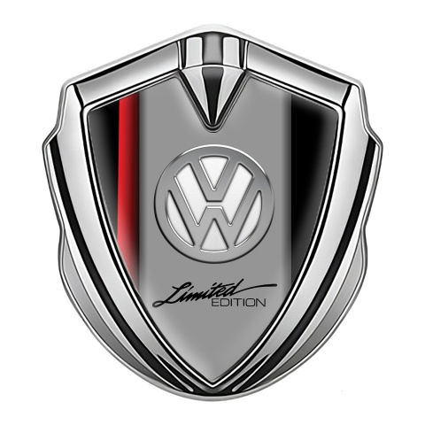 VW Fender Emblem Badge Silver Red Sport Stripe Chrome Limited Edition