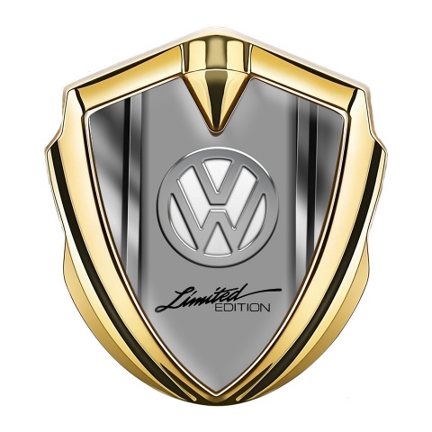 VW Emblem Trunk Badge Gold Polished Frames Chrome Limited Edition