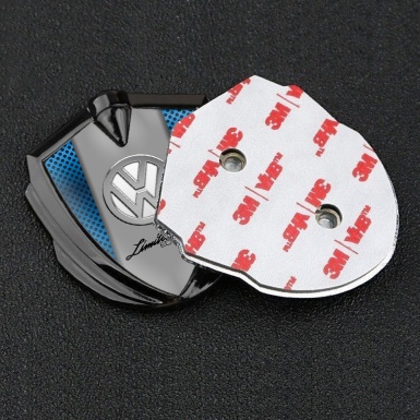 VW Metal Emblem Badge Graphite Sapphire Blue Chrome Limited Edition