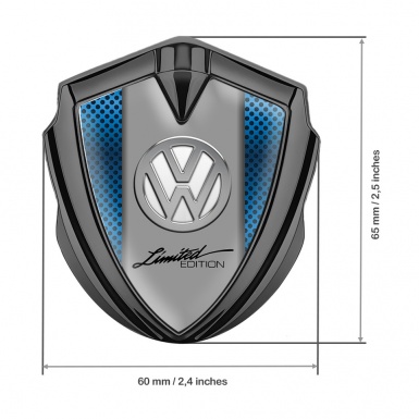 VW Metal Emblem Badge Graphite Sapphire Blue Chrome Limited Edition
