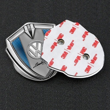 VW Metal Emblem Badge Silver Sapphire Blue Chrome Limited Edition