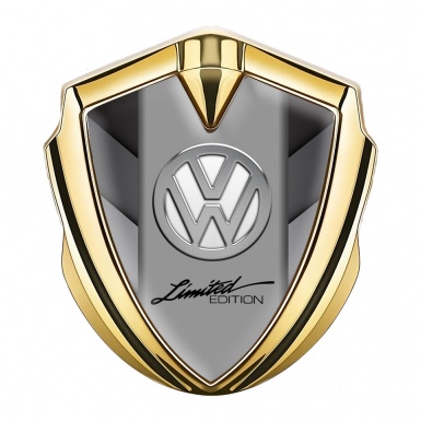 VW Emblem Ornament Gold Grey Stripes Chrome Limited Edition
