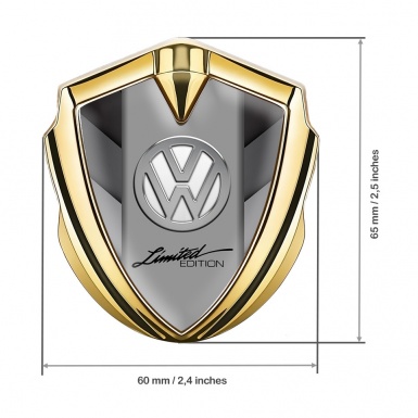 VW Emblem Ornament Gold Grey Stripes Chrome Limited Edition