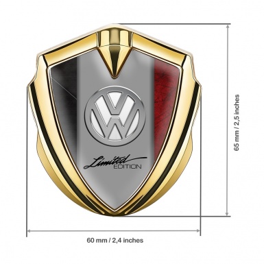 VW Emblem Metal Badge Gold Red Texture Limited Edition Chrome