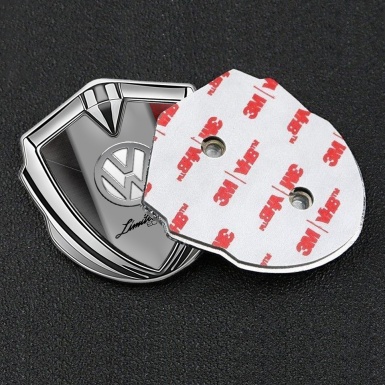 VW Emblem Metal Badge Silver Red Texture Limited Edition Chrome
