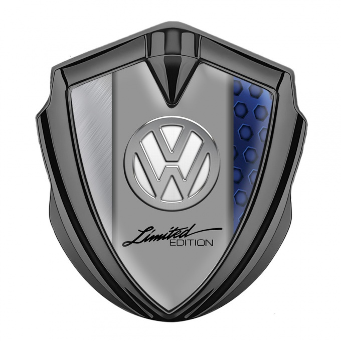 VW Emblem Car Badge Graphite Sapphire Frame Limited Edition Chrome