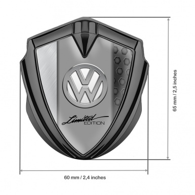 VW Metal Domed Emblem Graphite Steel Frame Limited Edition Chrome