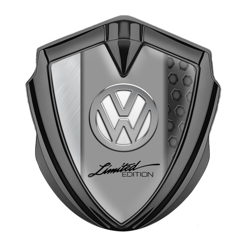 VW Metal Domed Emblem Graphite Steel Frame Limited Edition Chrome