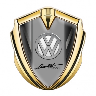 VW Badge Self Adhesive Gold Grey Fragments Chrome Limited Edition