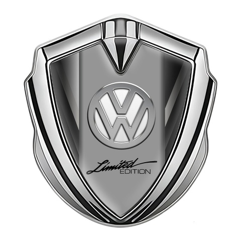 VW Badge Self Adhesive Silver Grey Fragments Chrome Limited Edition