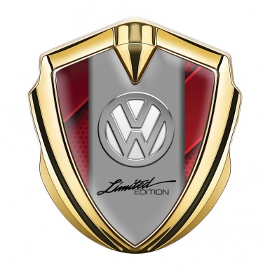 VW Emblem Fender Badge Gold Crimson Hex Chrome Limited Edition