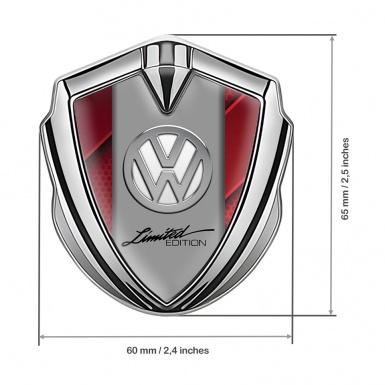 VW Emblem Fender Badge Silver Crimson Base Chrome Limited Edition