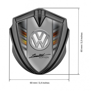 VW Fender Emblem Badge Graphite Color Stripes Chrome Limited Edition