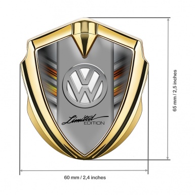 VW Fender Emblem Badge Gold Color Stripes Chrome Limited Edition