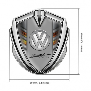 VW Fender Emblem Badge Silver Color Stripes Chrome Limited Edition