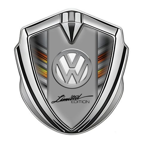 VW Fender Emblem Badge Silver Color Stripes Chrome Limited Edition