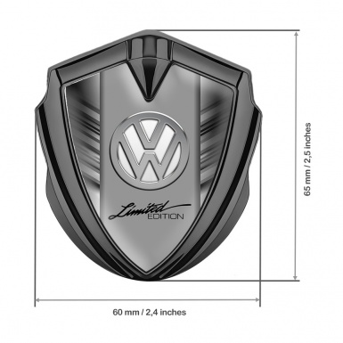 VW Emblem Self Adhesive Graphite Grey Stripes Chrome Limited Edition