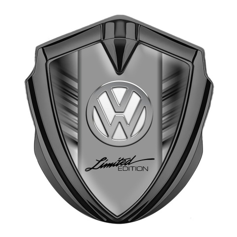 VW Emblem Self Adhesive Graphite Grey Stripes Chrome Limited Edition