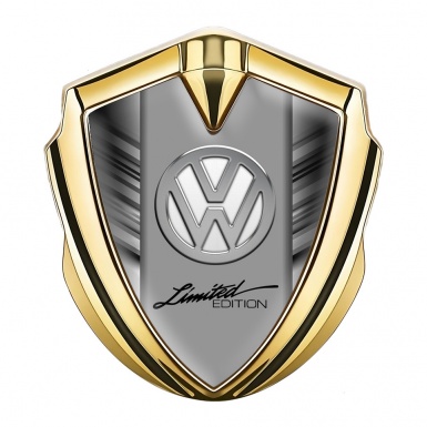 VW Emblem Self Adhesive Gold Grey Stripes Chrome Limited Edition