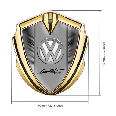 VW Emblem Self Adhesive Gold Grey Stripes Chrome Limited Edition