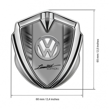 VW Emblem Self Adhesive Silver Grey Stripes Chrome Limited Edition