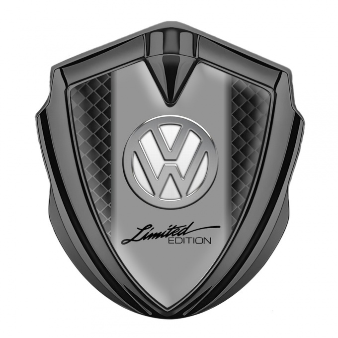 VW Domed Emblem Graphite White Squares Chrome Limited Edition