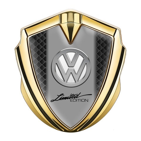 VW Domed Emblem Gold White Squares Chrome Limited Edition