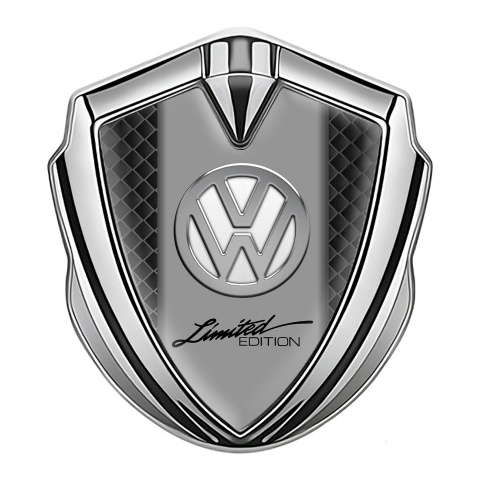 VW Domed Emblem Silver White Squares Chrome Limited Edition