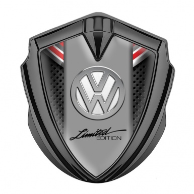 VW Emblem Ornament Graphite Red Ribbon Chrome Limited Edition