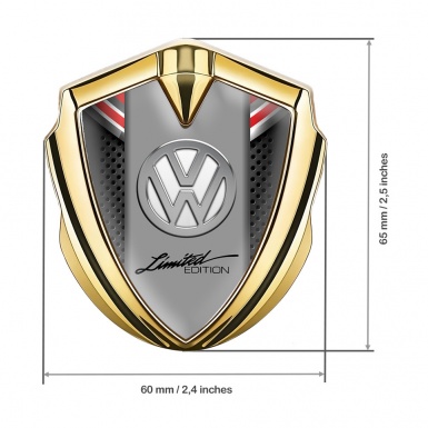 VW Emblem Ornament Gold Red Ribbon Chrome Limited Edition