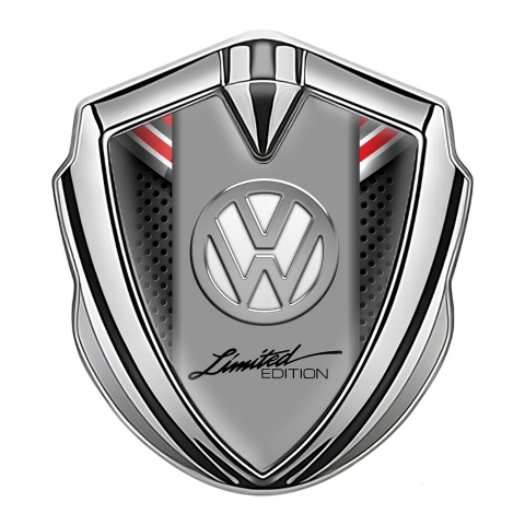 VW Emblem Ornament Silver Red Ribbon Chrome Limited Edition