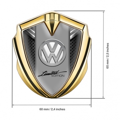 VW Bodyside Domed Emblem Gold Grey Ribbon Chrome Limited Edition