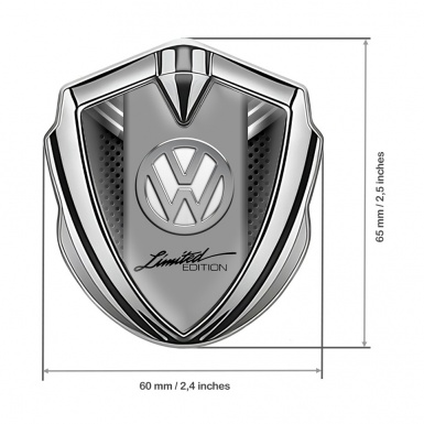 VW Bodyside Domed Emblem Silver Grey Ribbon Chrome Limited Edition