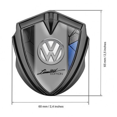 VW Emblem Metal Badge Graphite Blue Mosaic Chrome Limited Edition