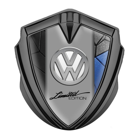 VW Emblem Metal Badge Graphite Blue Mosaic Chrome Limited Edition
