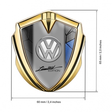 VW Emblem Metal Badge Gold Blue Mosaic Chrome Limited Edition