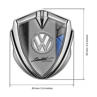 VW Emblem Metal Badge Silver Blue Mosaic Chrome Limited Edition