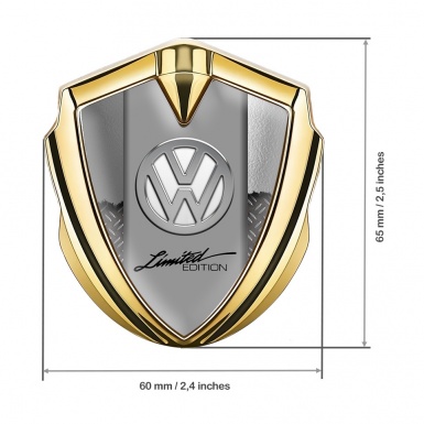 VW Emblem Car Badge Gold Half Treadplate Chrome Limited Edition